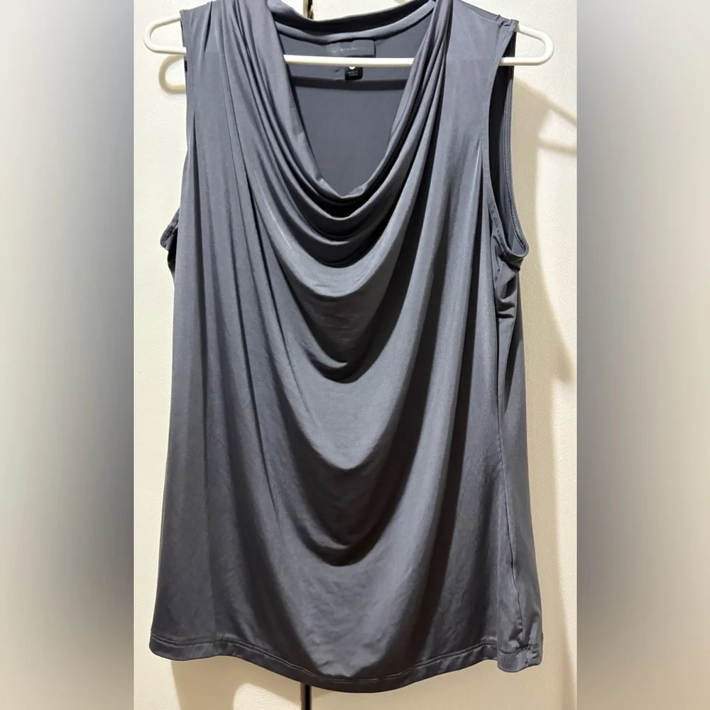 Elegant Gray Sleeveless Drape Top - Picture 1 of 5